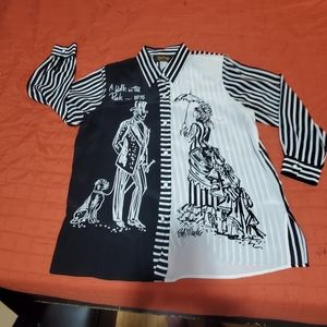 Bob Mackie “A walk in the park 1875” Silk Shirt Size 1X